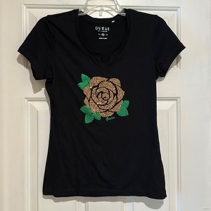 Like New Guess glitter rose fitted top. Medium.